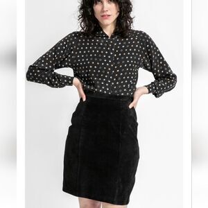 Campagnie Internationale Express Black Suede Leather Pencil Skirt size 7